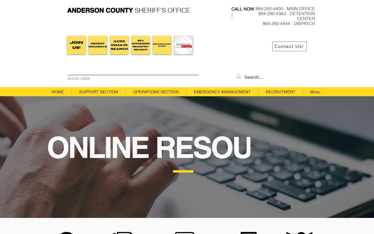 Anderson County Sheriff MyACSO portal released inmates detention search