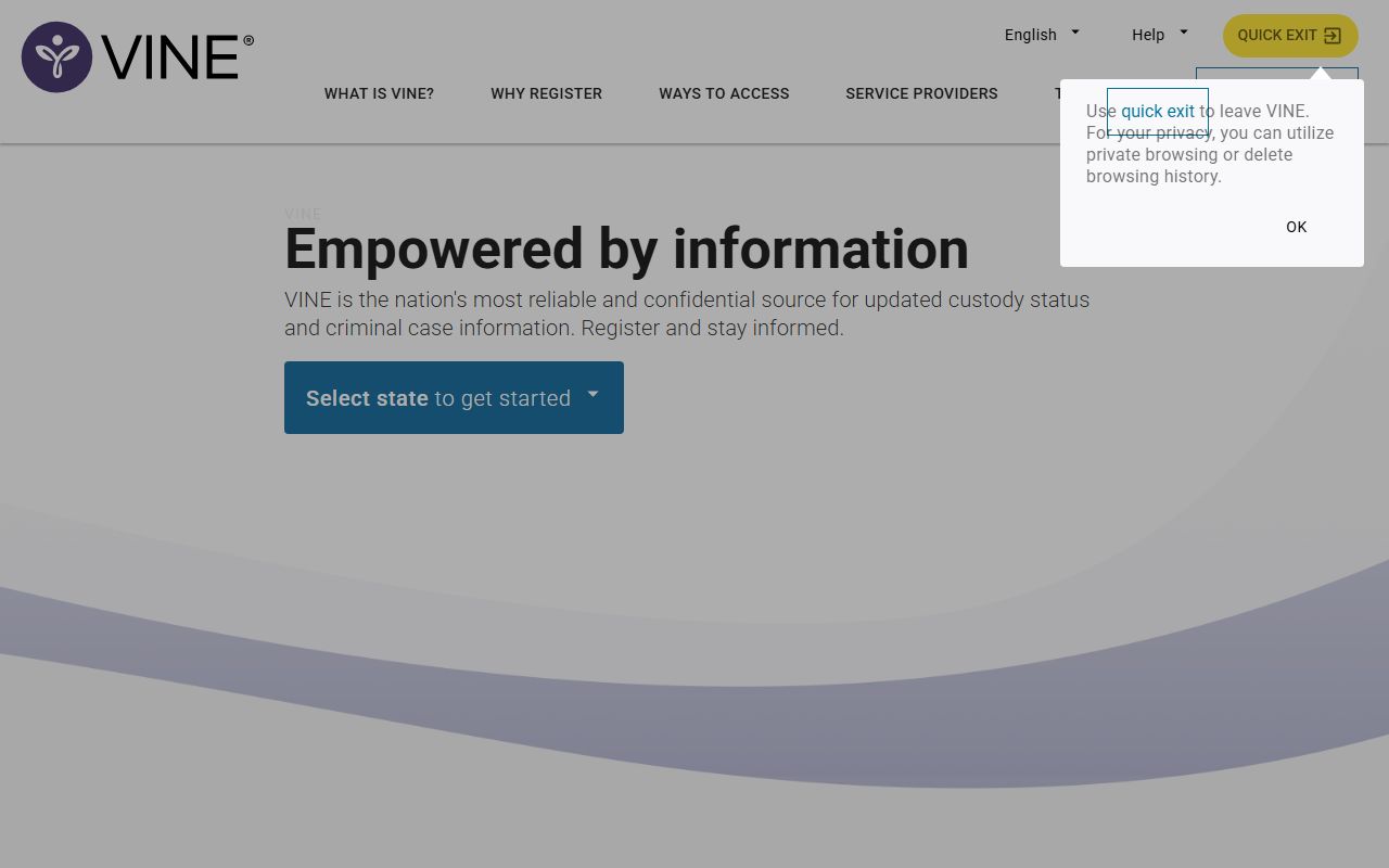 VINELink victim notification system for South Carolina released inmates and custody changes